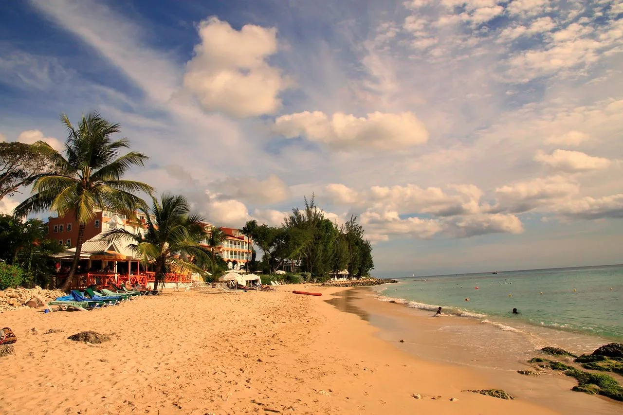 On the beach in Barbados