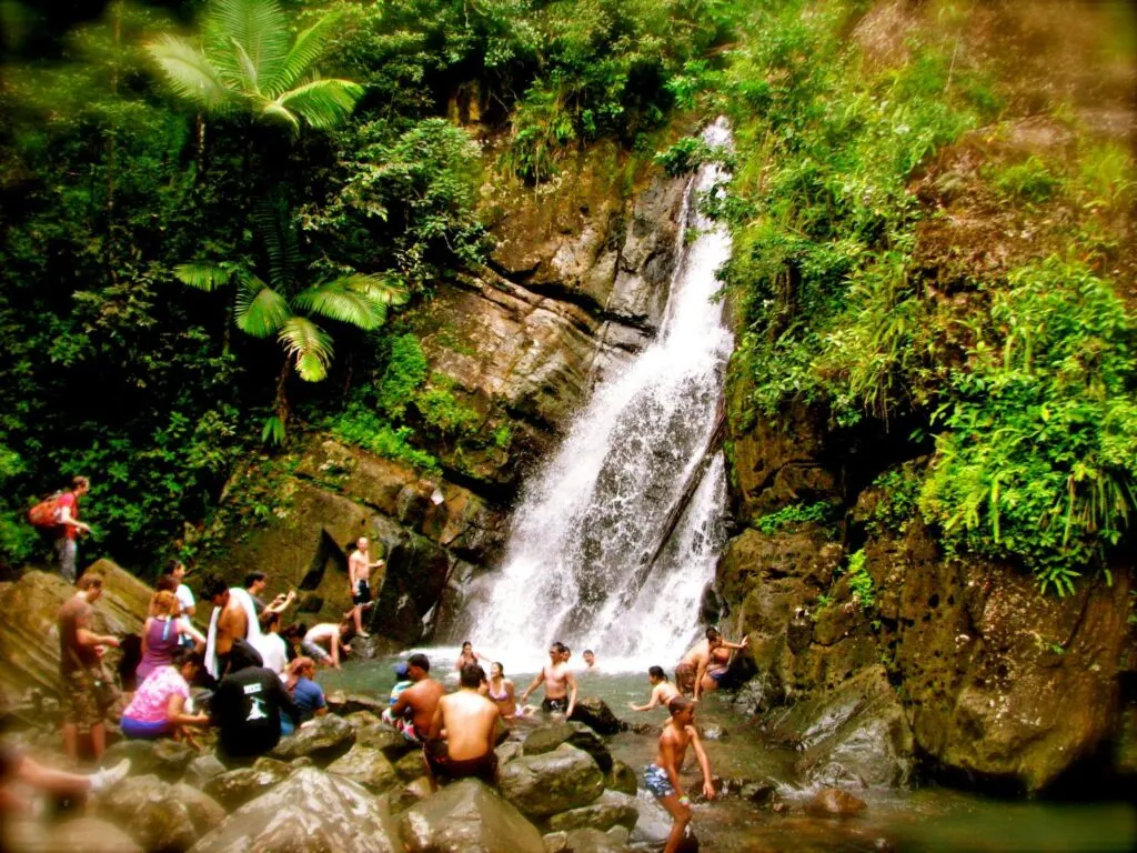 La Mina waterfall in El Junque National Rainforest, Puerto Rico