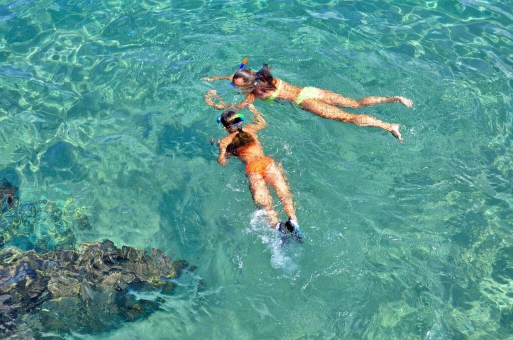 Snorkeling the crystal-clear water