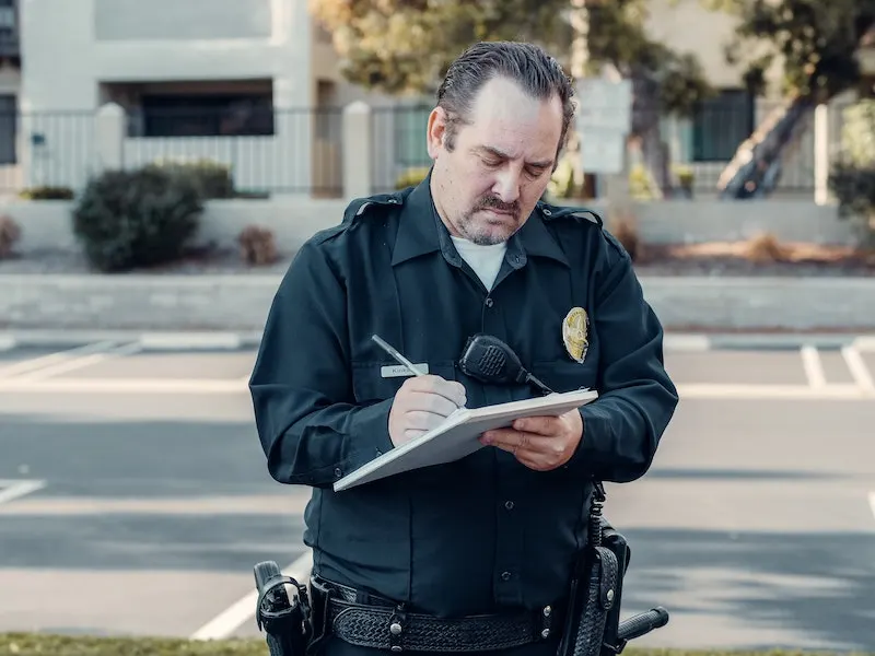 police officer writing ticket