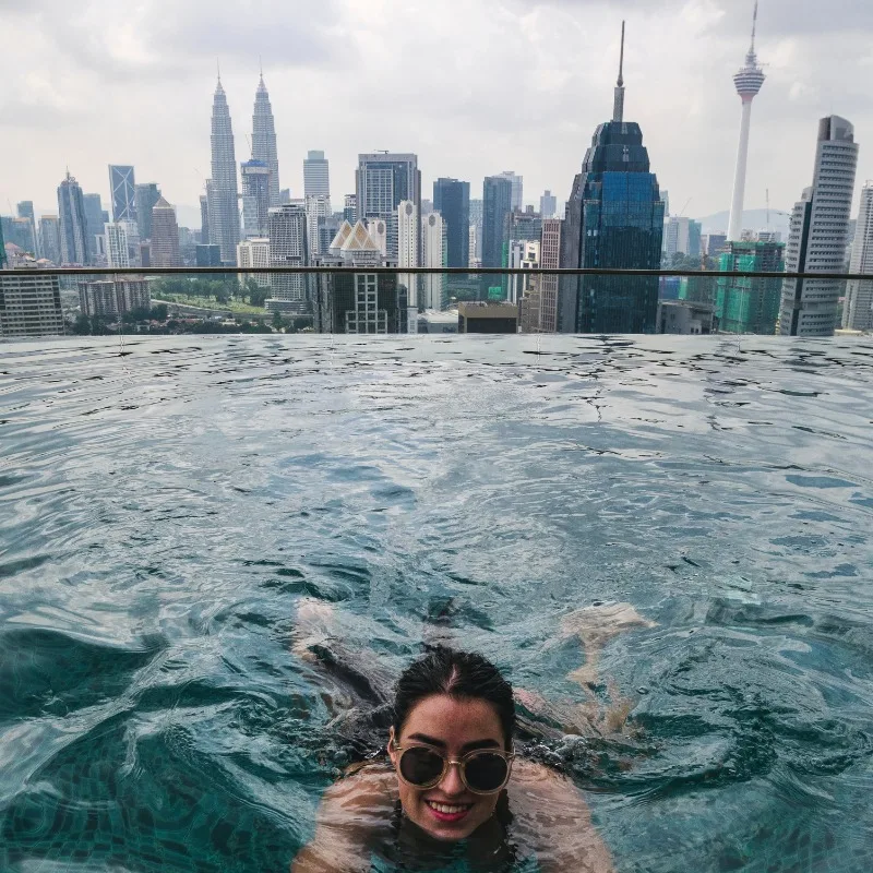 woman in infinity pool Kuala Lumpur