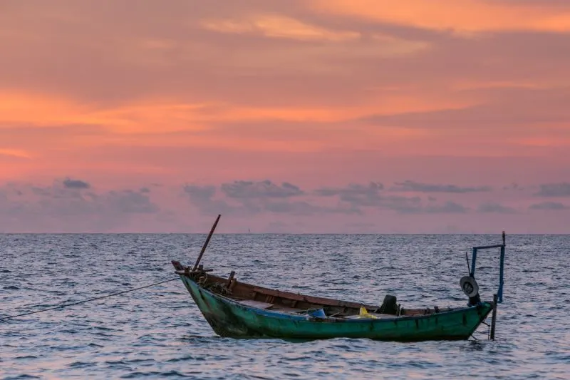 traditional wooden boat Ph&uacute; Quốc, Vietnam