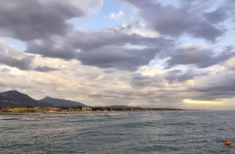 Forte dei MarmiTuscany, Italy dark clouds and blue water