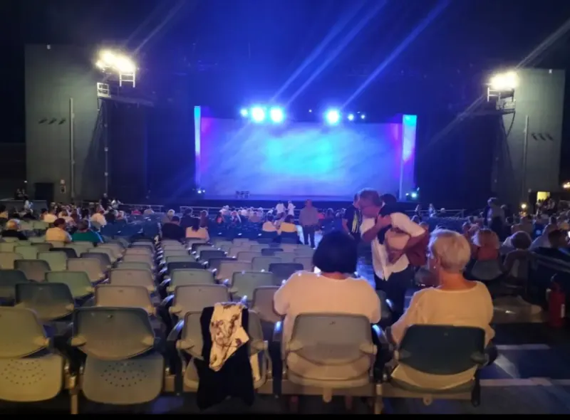 Gran Teatro Puccini viareggio italy peoples sitting watching the screen