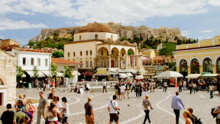 Monastiraki athens greece peoples walking