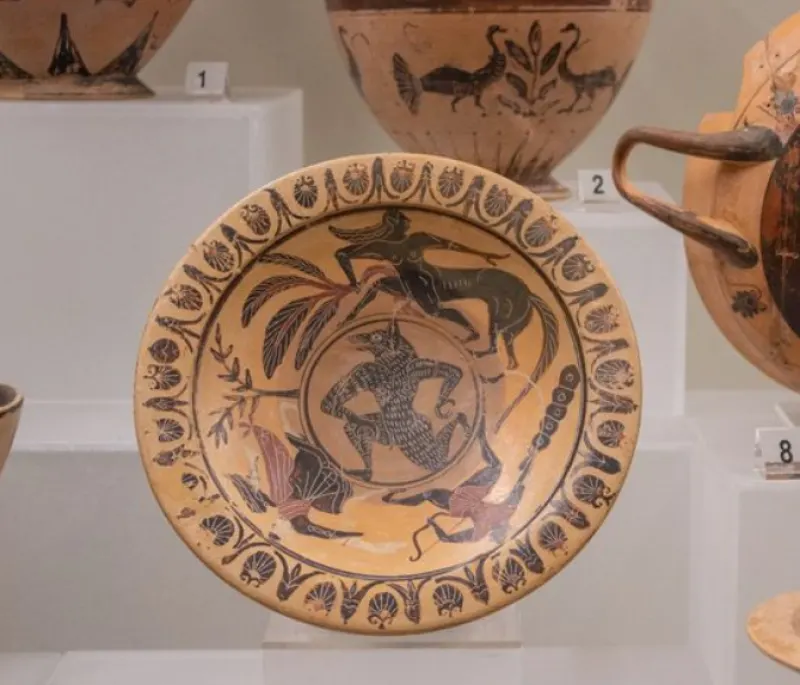 National Etruscan Museum of Viterbo Italy yellow dishe