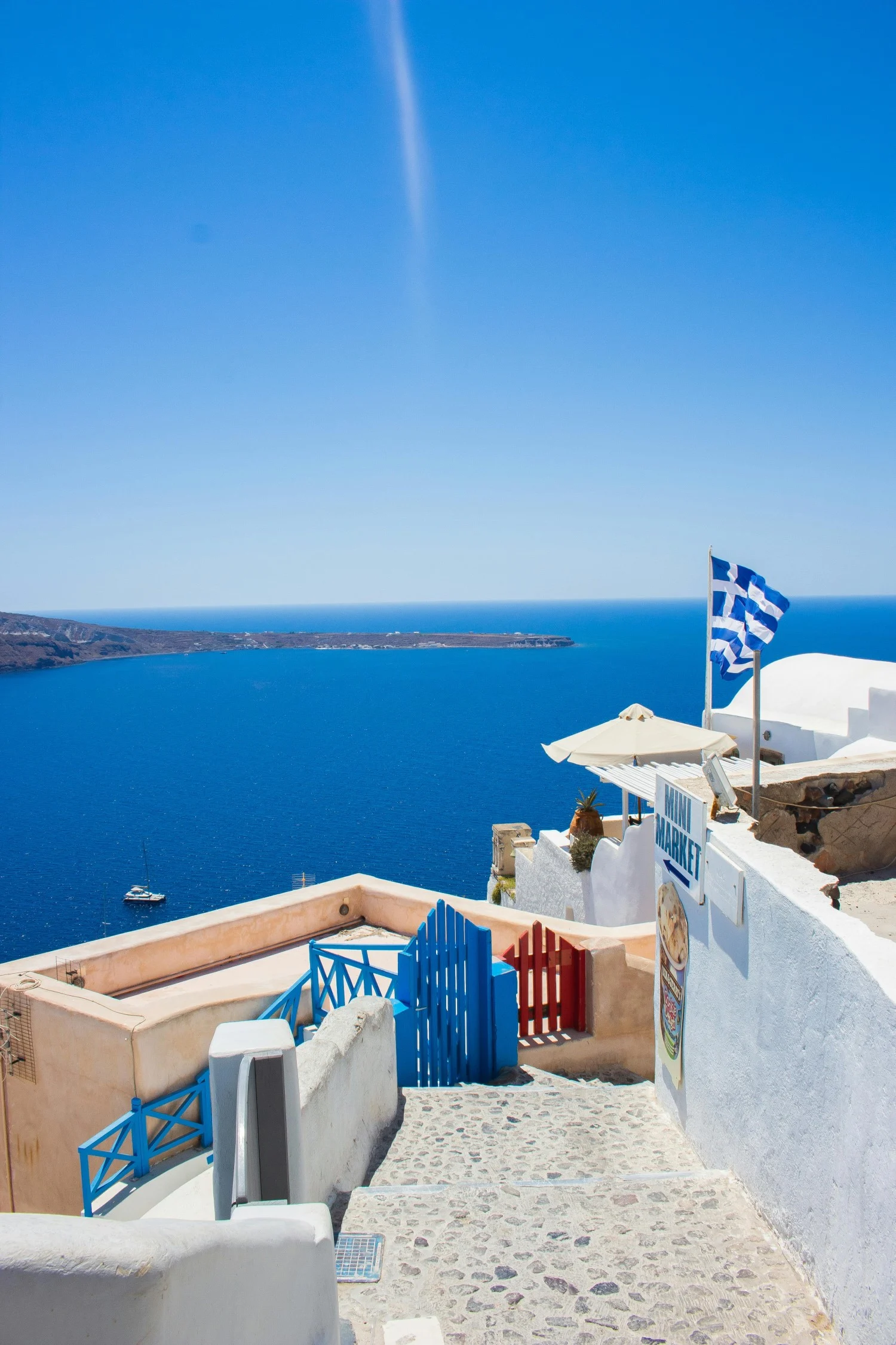 Oia greece blue water and white houses