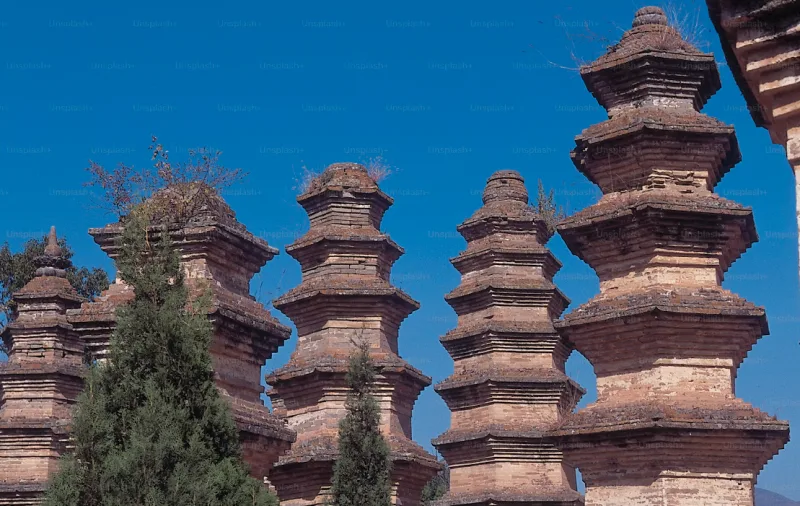 Shenyang, China temples in a clear sky