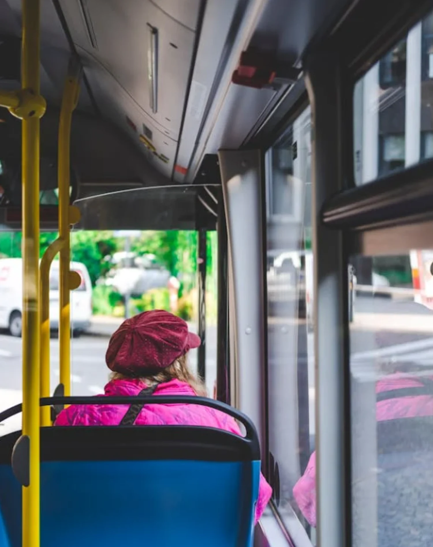 Transportation In Foggia woman in the bus with pimk jacket