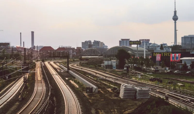 Transportation In Saarbr&uuml;cken train rails near the city