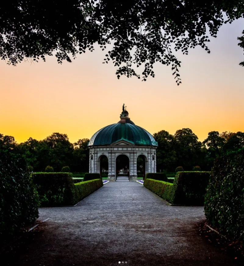 Würzburg Germany Hofgarten in the sunset