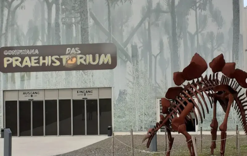 gondwana - das praehistorium germany dinosaur skeleton in front of the museum