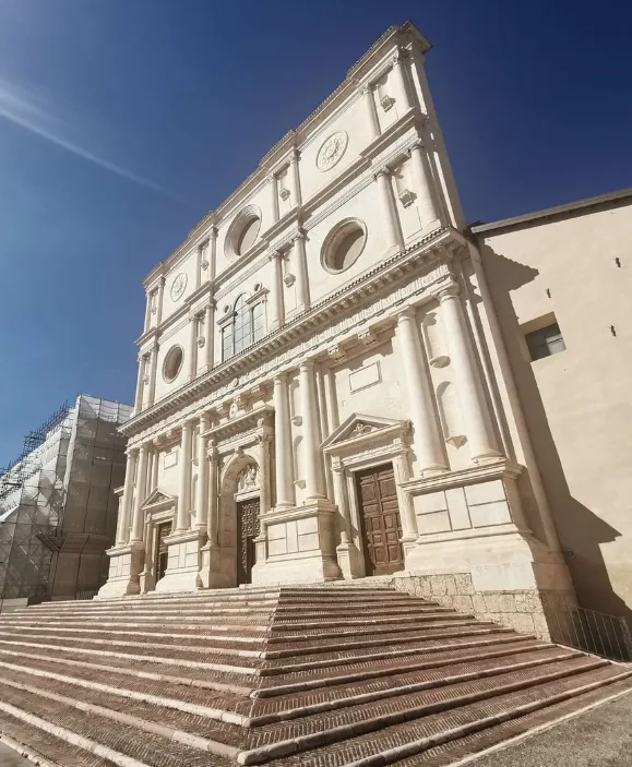 Church of San Bernardino L'aquila, Italy white chruch
