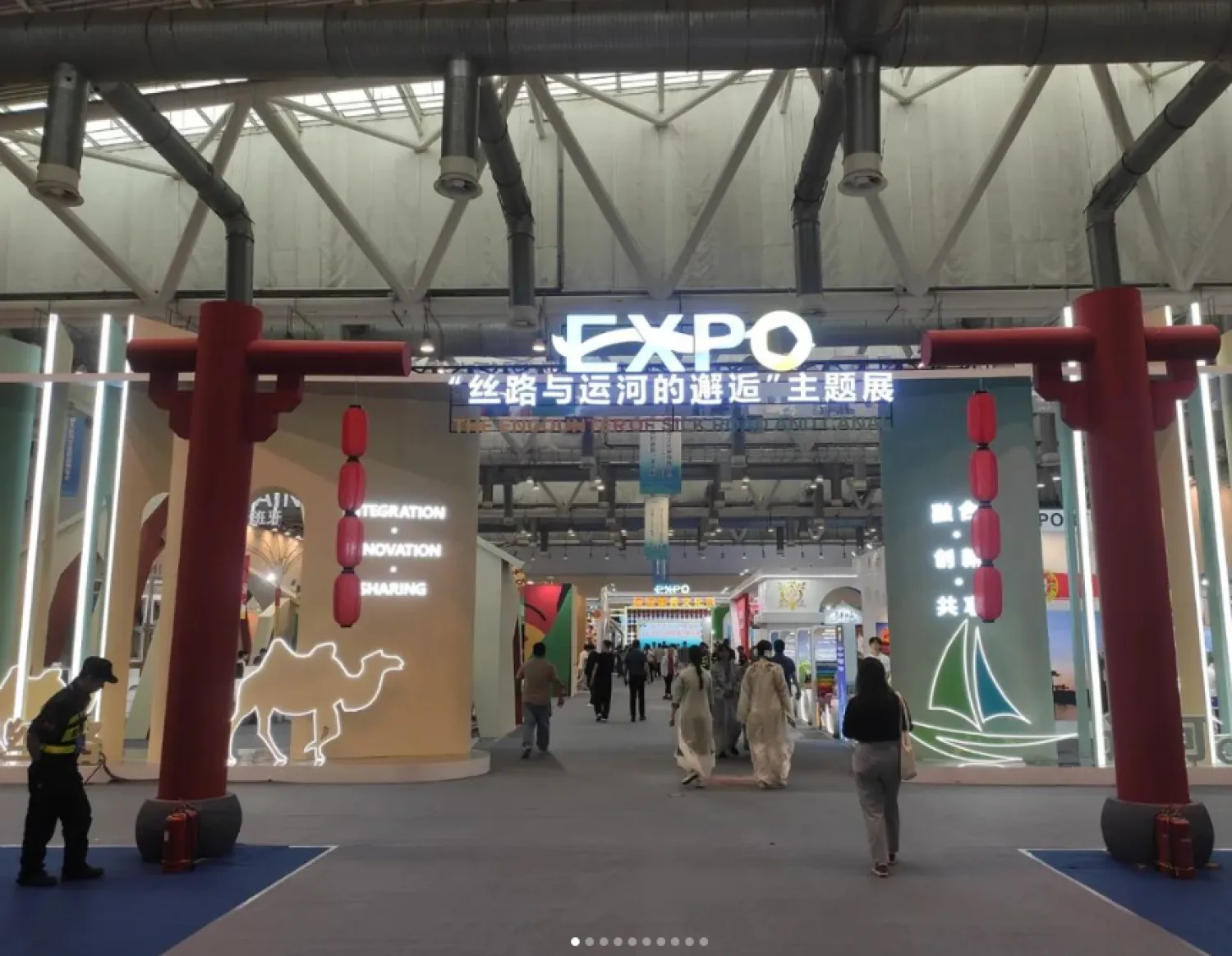 suzhou international expo center china peoples walking inside